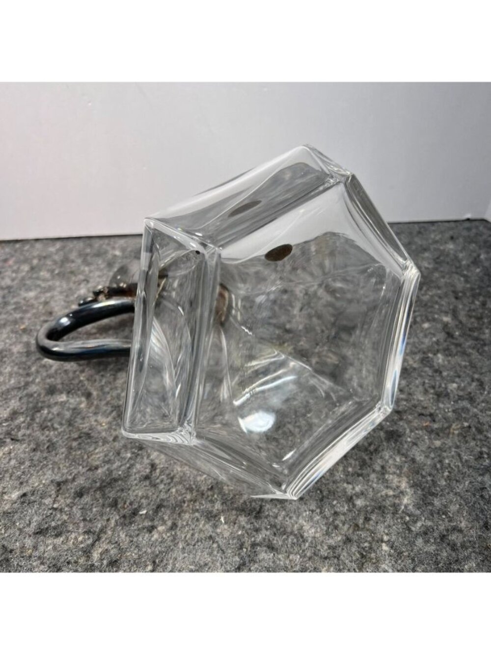 VTG RCR Royal Crystal Rock Hexagonal Decanter Patina Silver Handle & Spout - Picture 12 of 16